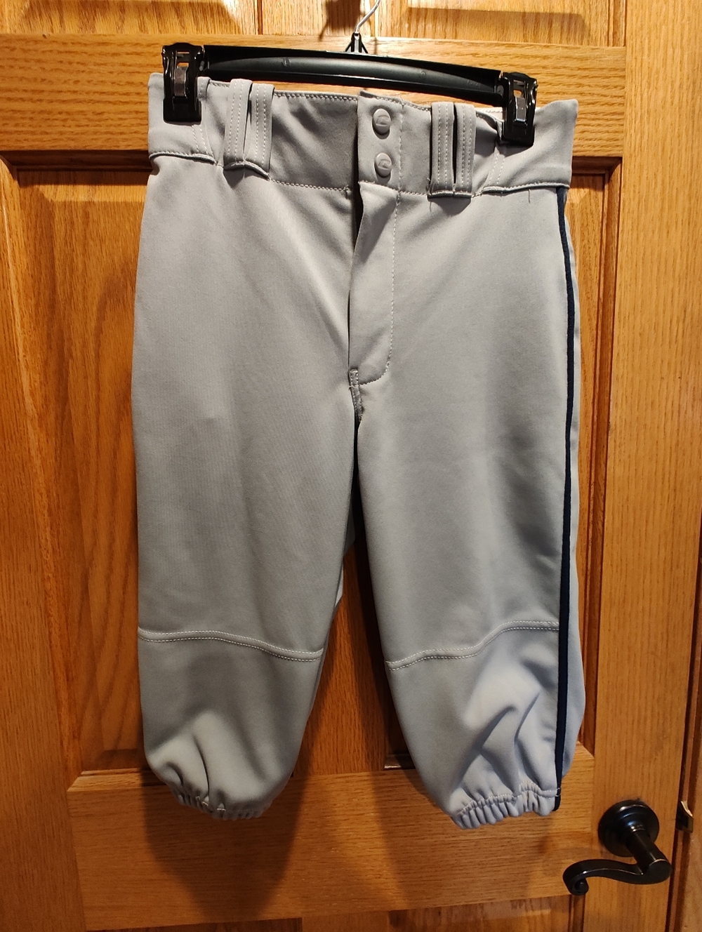 Champro Youth Baseball Pants/Knickers, Gray with Navy Side Stripe, Large